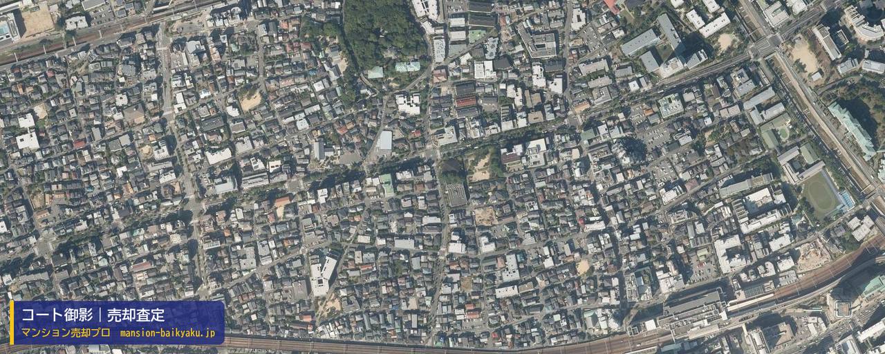 コート御影の売却査定・買取価格｜神戸市東灘区住吉本町（マンション売却プロ作成の航空写真（町の中心））