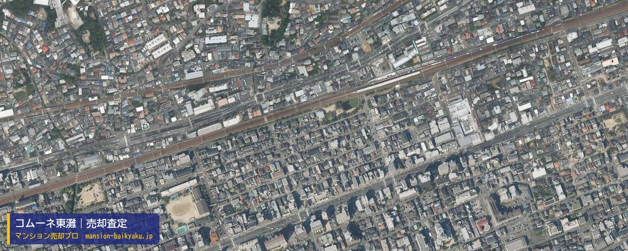 コムーネ東灘の売却査定・買取価格｜神戸市東灘区森南町（マンション売却プロ作成の航空写真（町の中心））