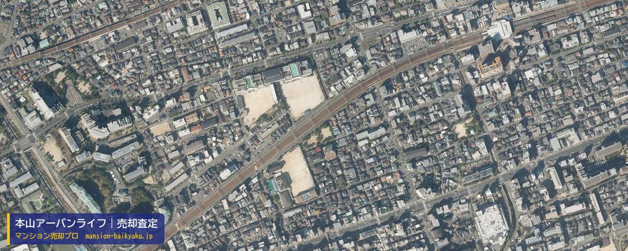 本山アーバンライフの売却査定・買取価格｜神戸市東灘区田中町（マンション売却プロ作成の航空写真（町の中心））