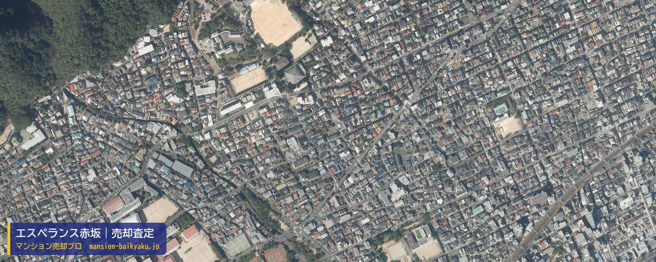 エスペランス赤坂の売却査定・買取価格｜神戸市灘区赤坂通（マンション売却プロ作成の航空写真（町の中心））