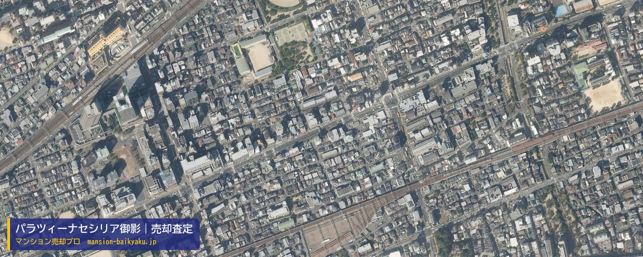パラツィーナセシリア御影の売却査定・買取価格｜神戸市灘区記田町（マンション売却プロ作成の航空写真（町の中心））