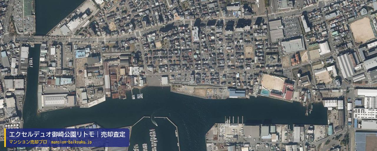エクセルデュオ御崎公園リトモの売却査定・買取価格｜神戸市兵庫区吉田町（マンション売却プロ作成の航空写真（町の中心））