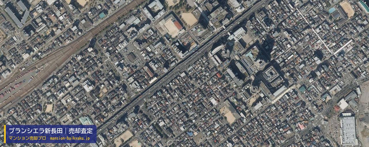 ブランシエラ新長田の売却査定・買取価格｜神戸市長田区久保町（マンション売却プロ作成の航空写真（町の中心））