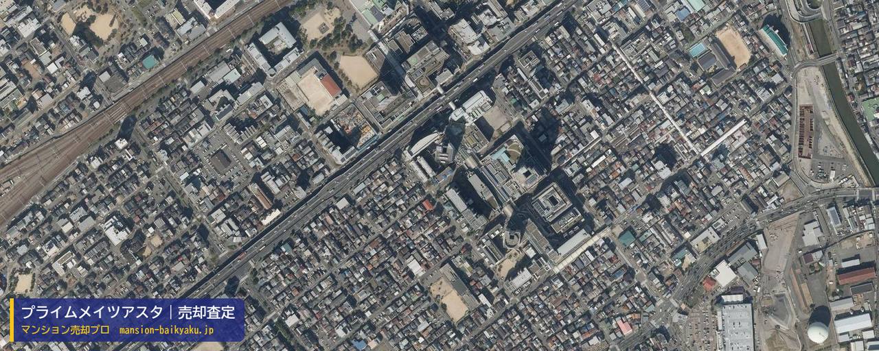 プライムメイツアスタの売却査定・買取価格｜神戸市長田区二葉町（マンション売却プロ作成の航空写真（町の中心））