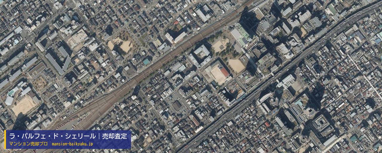ラ・パルフェ・ド・シェリールの売却査定・買取価格｜神戸市長田区大橋町（マンション売却プロ作成の航空写真（町の中心））