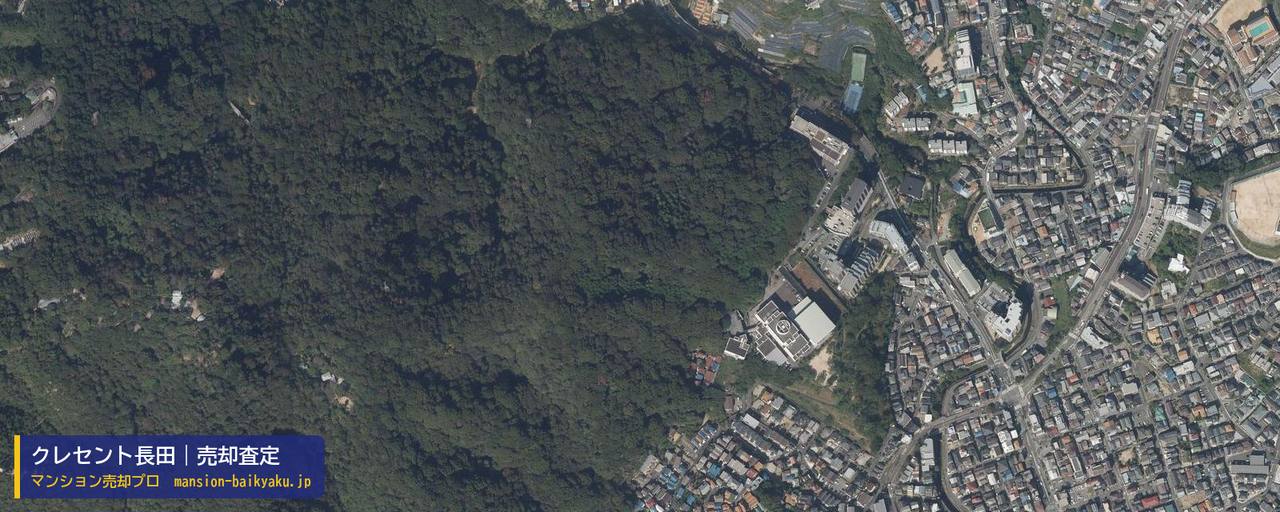 クレセント長田の売却査定・買取価格｜神戸市長田区林山町（マンション売却プロ作成の航空写真（町の中心））