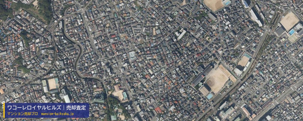 ワコーレロイヤルヒルズの売却査定・買取価格｜神戸市長田区寺池町（マンション売却プロ作成の航空写真（町の中心））