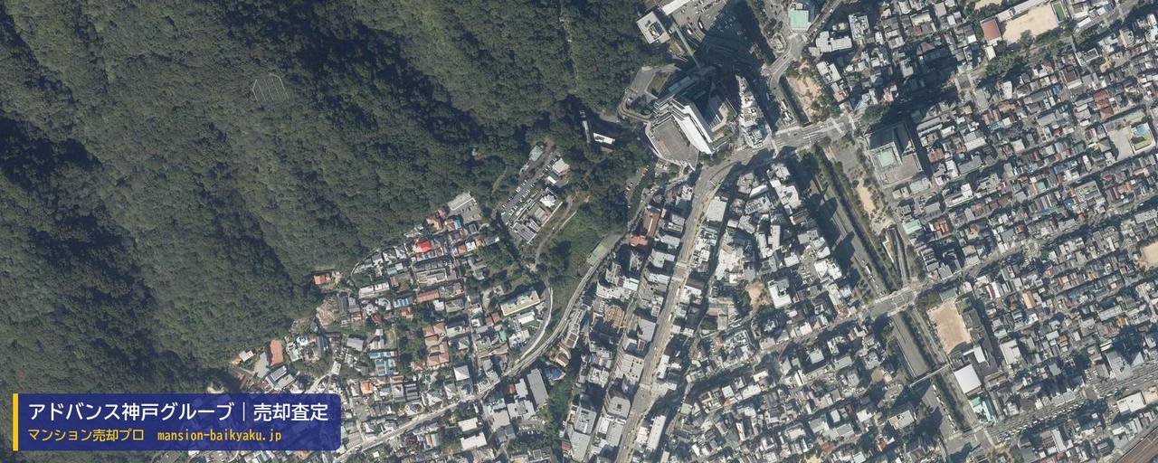 アドバンス神戸グルーブの売却査定・買取価格｜神戸市中央区生田町（マンション売却プロ作成の航空写真（町の中心））