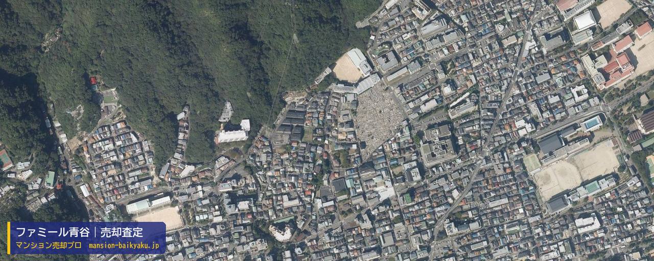 ファミール青谷の売却査定・買取価格｜神戸市中央区籠池通（マンション売却プロ作成の航空写真（町の中心））