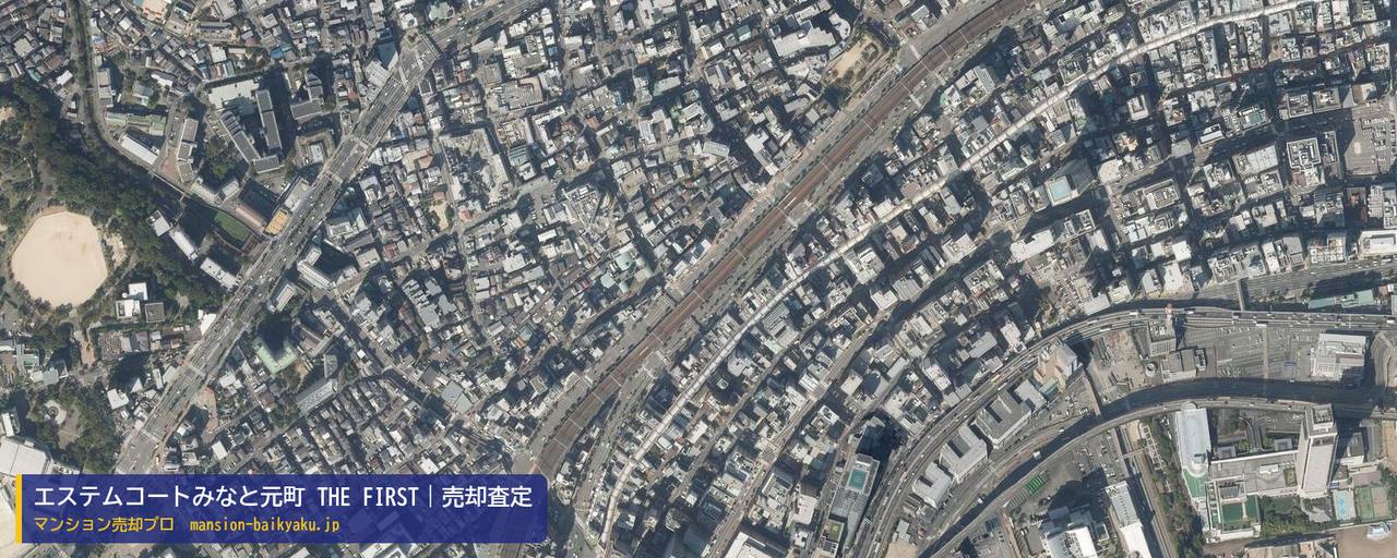 エステムコートみなと元町 THE FIRSTの売却査定・買取価格｜神戸市中央区元町通（マンション売却プロ作成の航空写真（町の中心））