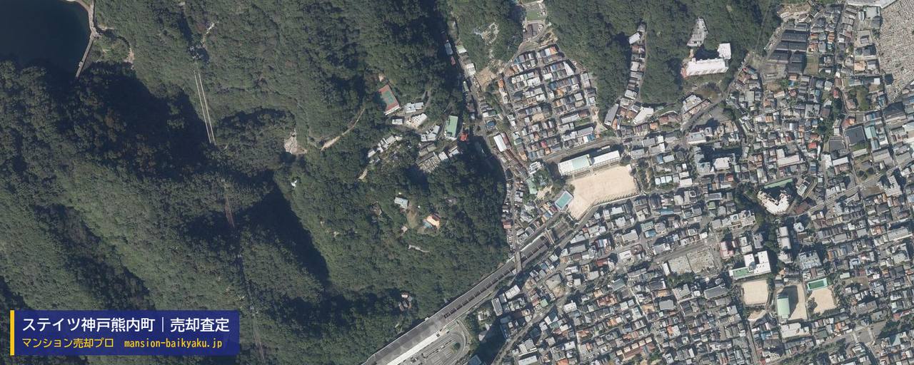 ステイツ神戸熊内町の売却査定・買取価格｜神戸市中央区熊内町（マンション売却プロ作成の航空写真（町の中心））