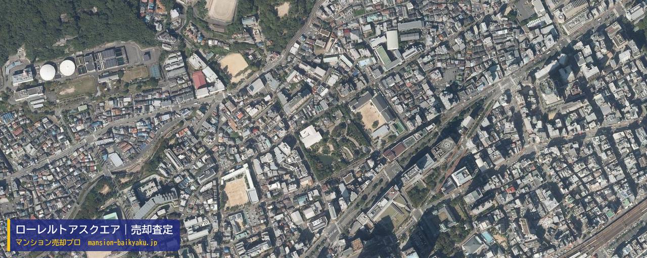 ローレルトアスクエアの売却査定・買取価格｜神戸市中央区中山手通（マンション売却プロ作成の航空写真（町の中心））