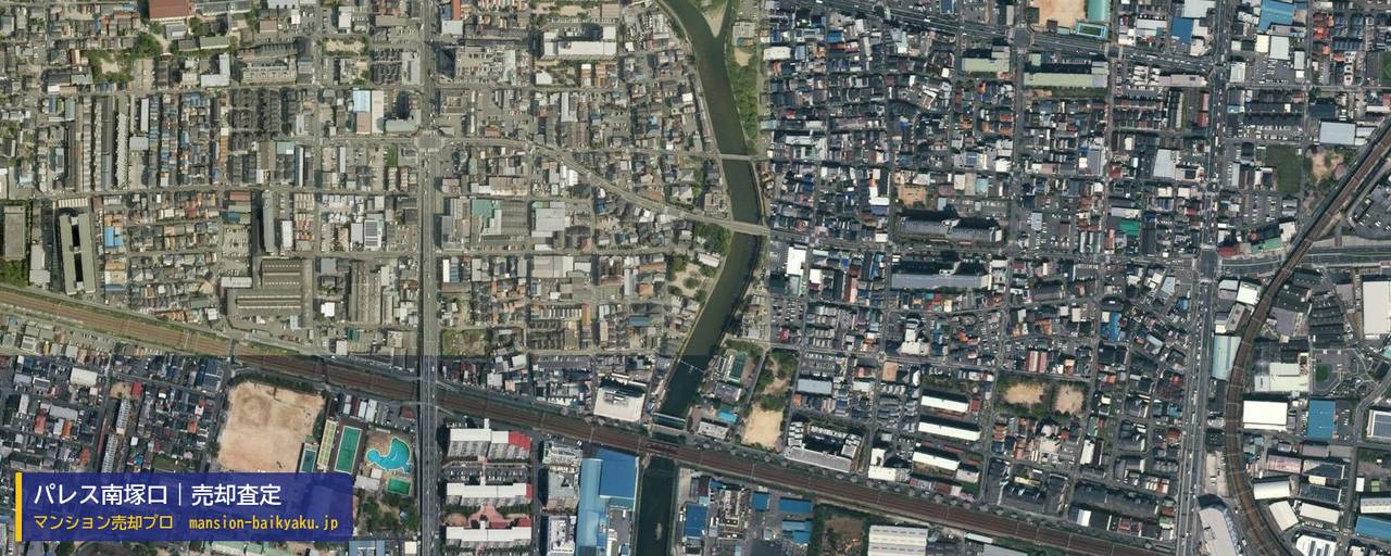 パレス南塚口の売却査定・買取価格｜尼崎市尾浜町（マンション売却プロ作成の航空写真（町の中心））