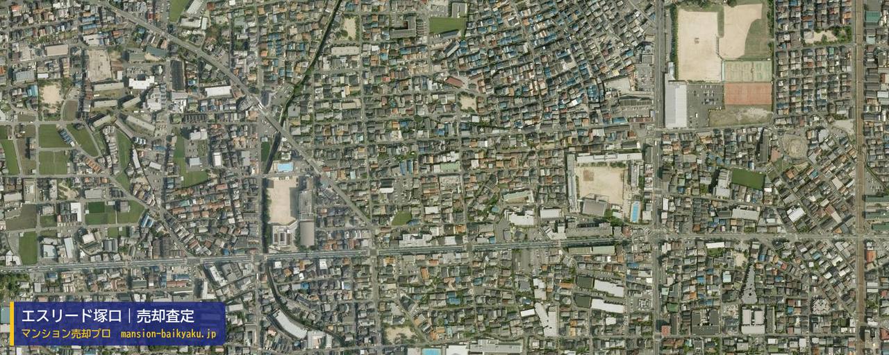 エスリード塚口の売却査定・買取価格｜尼崎市塚口町（マンション売却プロ作成の航空写真（町の中心））