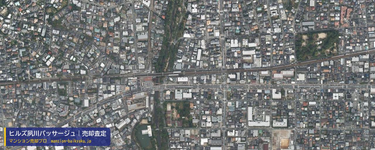ヒルズ夙川パッサージュの売却査定・買取価格｜西宮市寿町（マンション売却プロ作成の航空写真（町の中心））