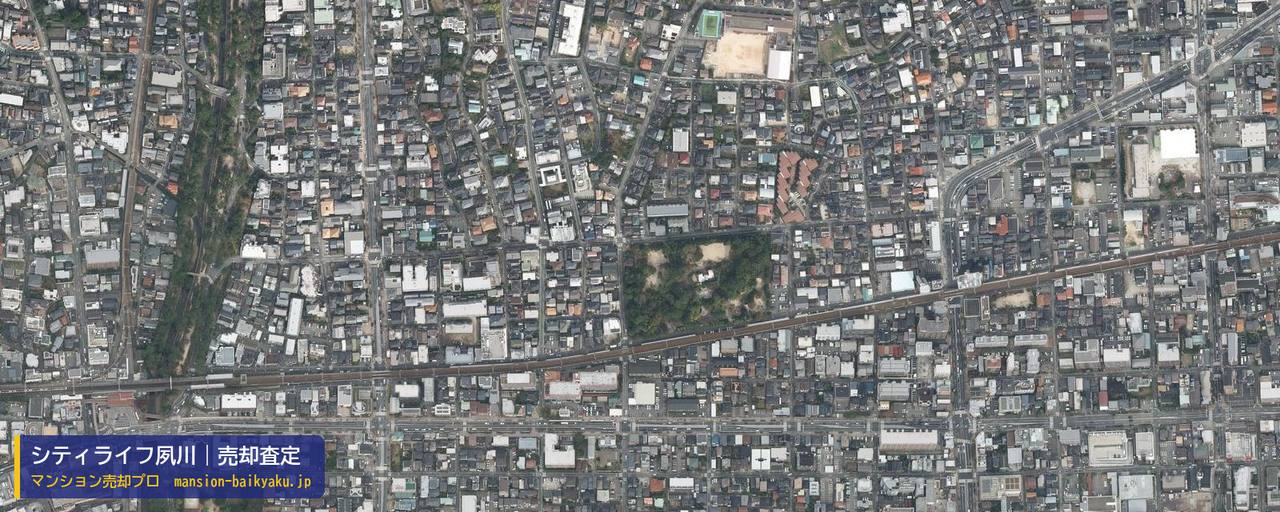 シティライフ夙川の売却査定・買取価格｜西宮市西田町（マンション売却プロ作成の航空写真（町の中心））