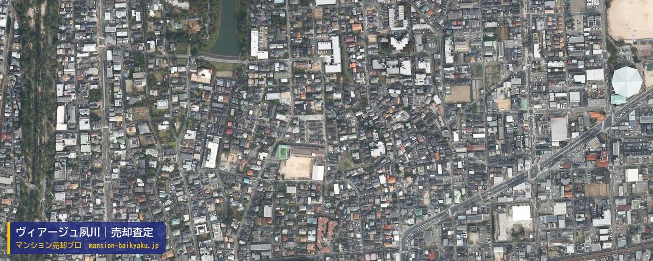 ヴィアージュ夙川の売却査定・買取価格｜西宮市越水町（マンション売却プロ作成の航空写真（町の中心））