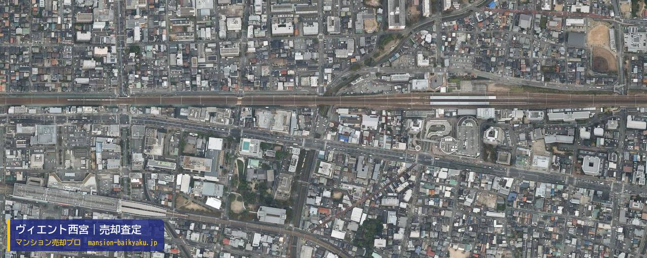 ヴィエント西宮の売却査定・買取価格｜西宮市池田町（マンション売却プロ作成の航空写真（町の中心））