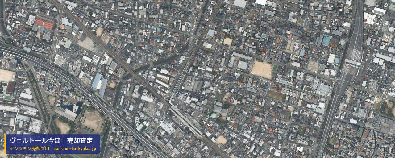 ヴェルドール今津の売却査定・買取価格｜西宮市津門呉羽町（マンション売却プロ作成の航空写真（町の中心））