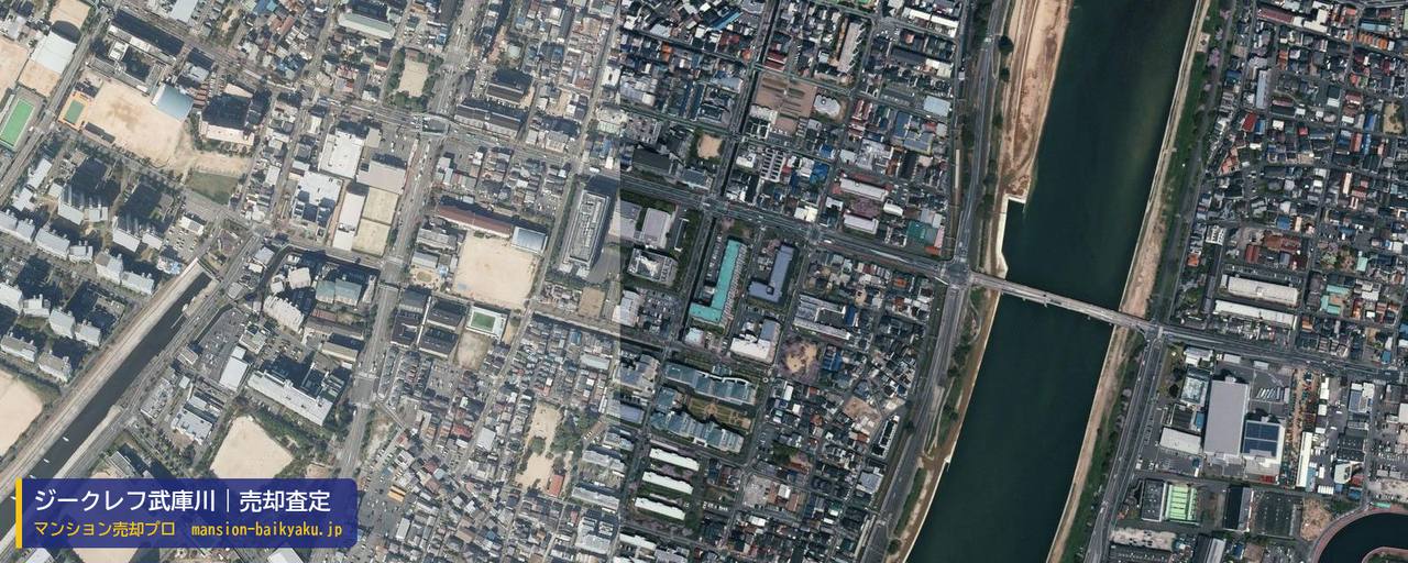 ジークレフ武庫川の売却査定・買取価格｜西宮市東鳴尾町（マンション売却プロ作成の航空写真（町の中心））