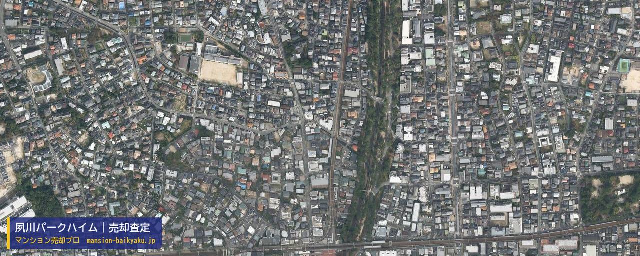 夙川パークハイムの売却査定・買取価格｜西宮市大井手町（マンション売却プロ作成の航空写真（町の中心））