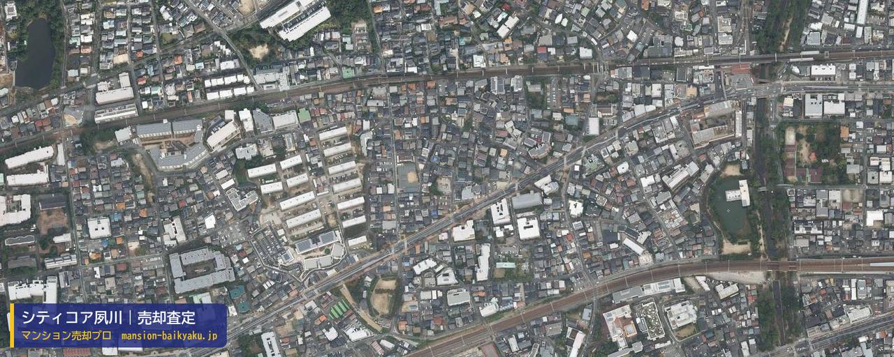 シティコア夙川の売却査定・買取価格｜西宮市霞町（マンション売却プロ作成の航空写真（町の中心））