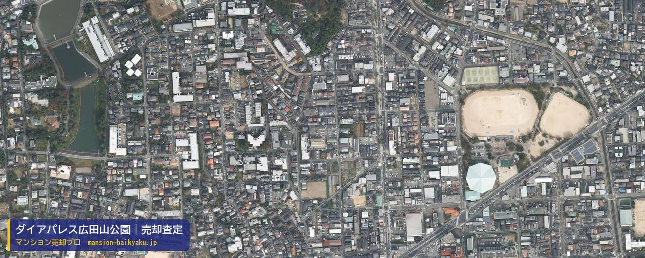 ダイアパレス広田山公園の売却査定・買取価格｜西宮市柳本町（マンション売却プロ作成の航空写真（町の中心））
