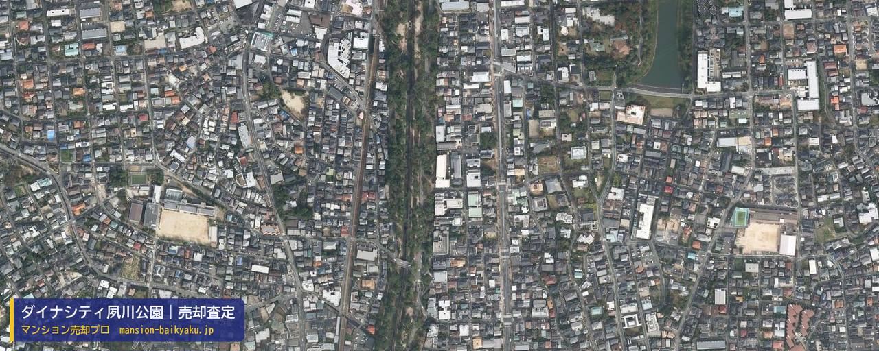 ダイナシティ夙川公園の売却査定・買取価格｜西宮市南郷町（マンション売却プロ作成の航空写真（町の中心））
