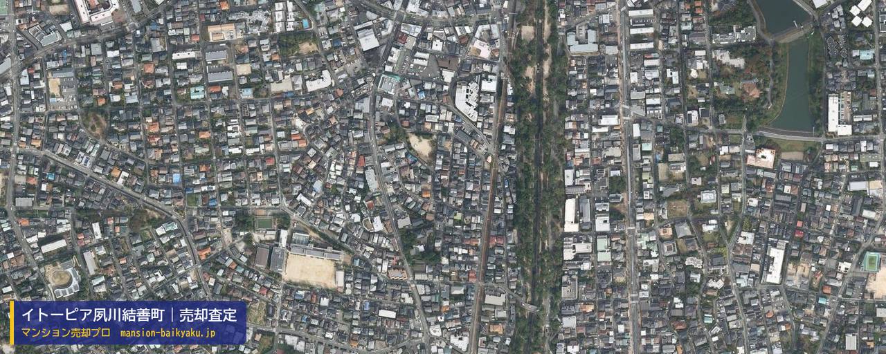 イトーピア夙川結善町の売却査定・買取価格｜西宮市結善町（マンション売却プロ作成の航空写真（町の中心））
