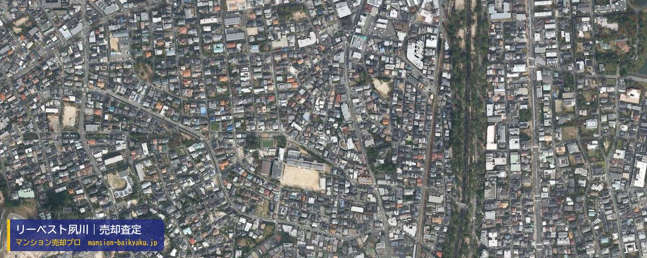 リーベスト夙川の売却査定・買取価格｜西宮市松生町（マンション売却プロ作成の航空写真（町の中心））