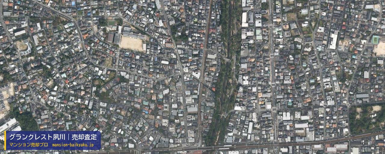 グランクレスト夙川の売却査定・買取価格｜西宮市大井手町（マンション売却プロ作成の航空写真（町の中心））
