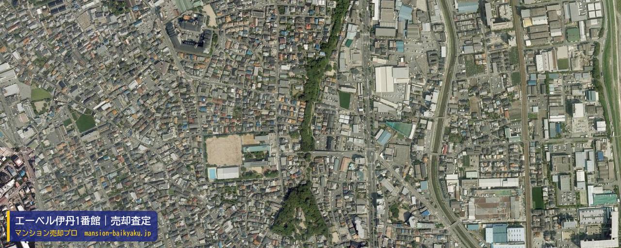 エーベル伊丹1番館の売却査定・買取価格｜伊丹市北本町（マンション売却プロ作成の航空写真（町の中心））