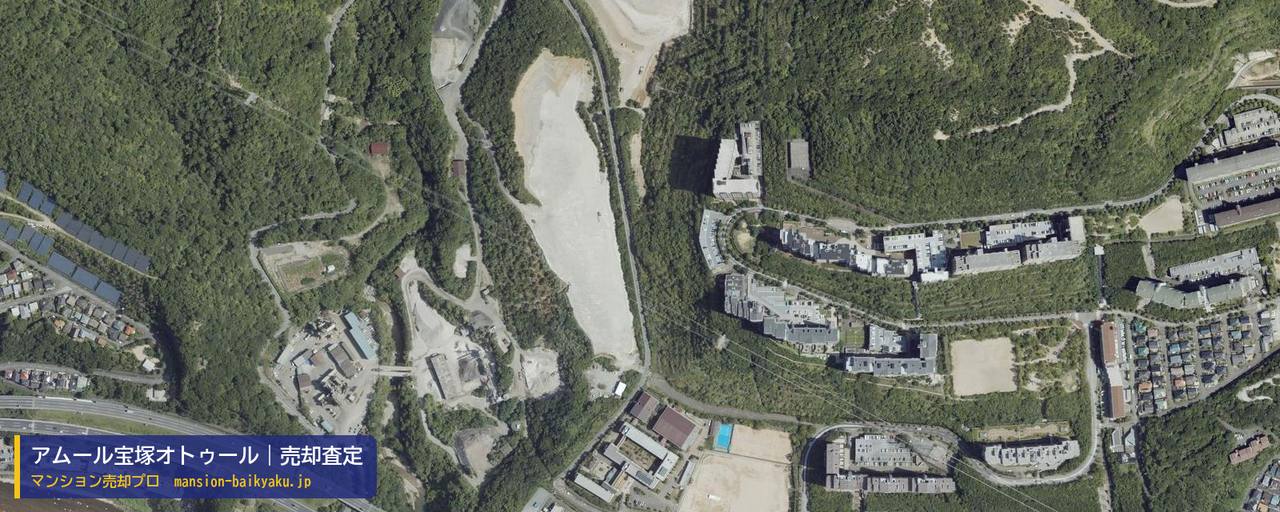 アムール宝塚オトゥールの売却査定・買取価格｜宝塚市川面（マンション売却プロ作成の航空写真（町の中心））
