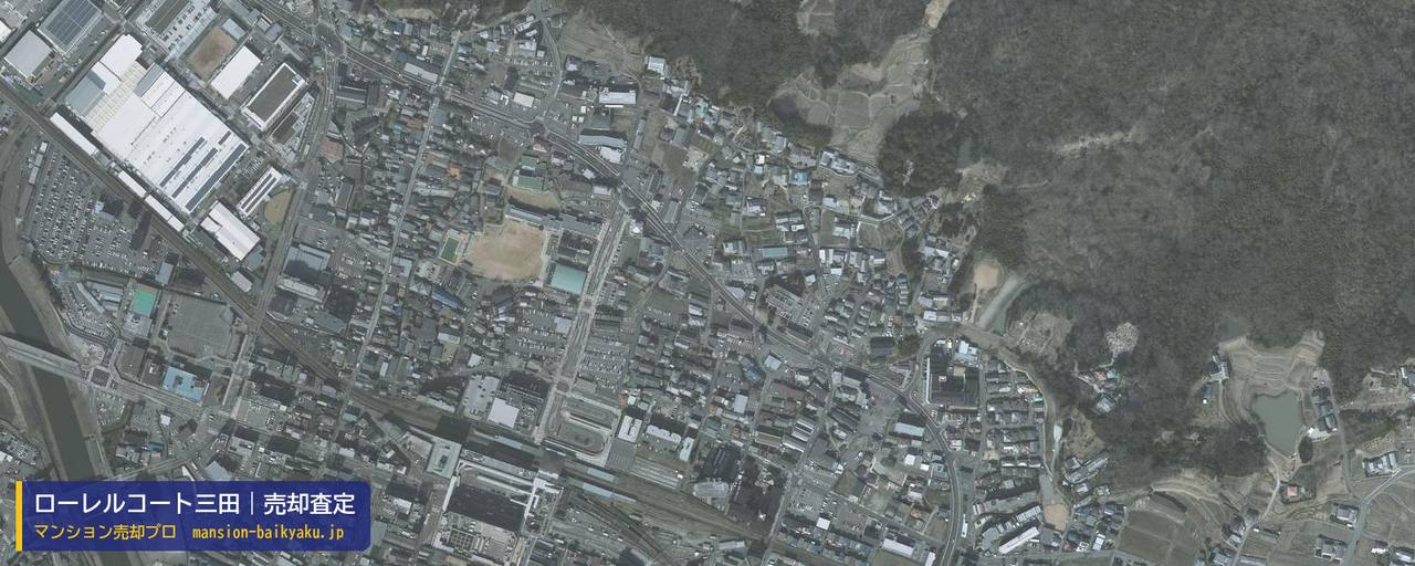 ローレルコート三田の売却査定・買取価格｜三田市高次（マンション売却プロ作成の航空写真（町の中心））