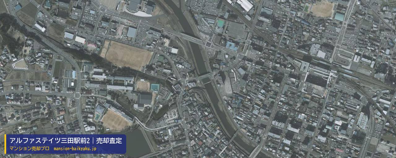 アルファステイツ三田駅前2の売却査定・買取価格｜三田市中央町（マンション売却プロ作成の航空写真（町の中心））