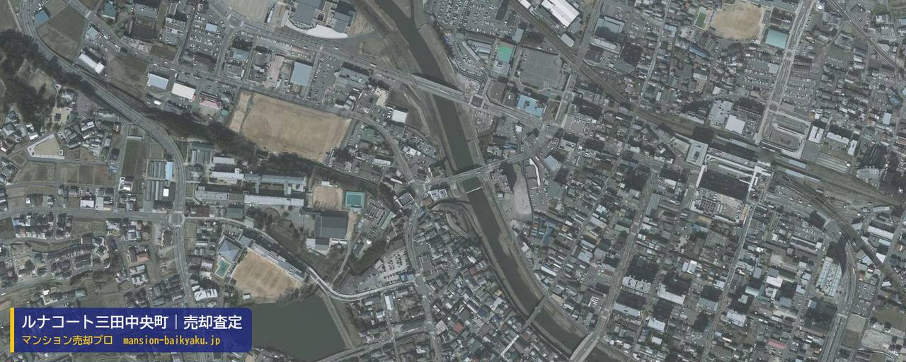 ルナコート三田中央町の売却査定・買取価格｜三田市中央町（マンション売却プロ作成の航空写真（町の中心））