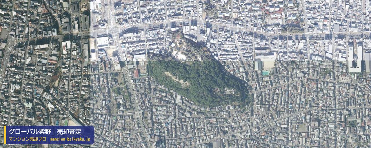グローバル紫野の売却査定・買取価格｜京都市北区紫野西野町（マンション売却プロ作成の航空写真（町の中心））