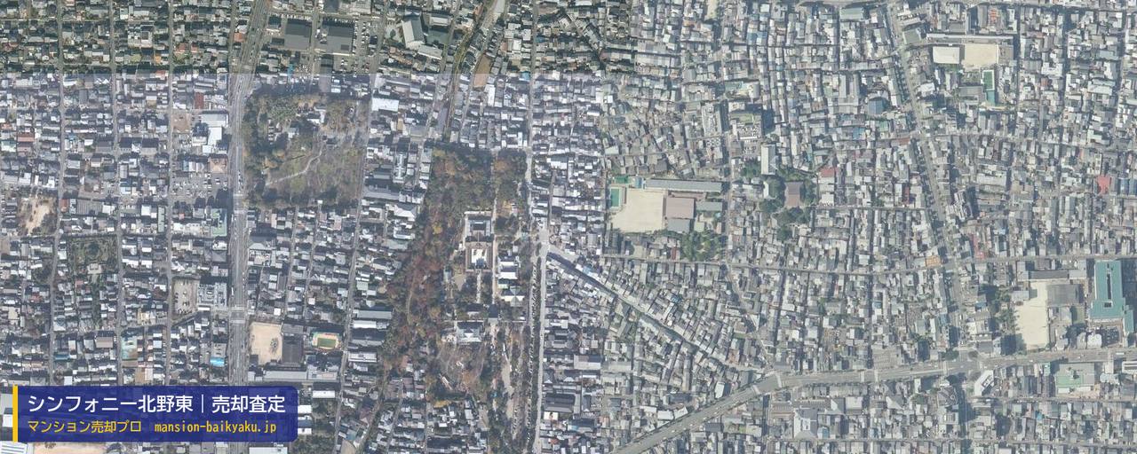 シンフォニー北野東の売却査定・買取価格｜京都市上京区翔鸞学区（マンション売却プロ作成の航空写真（町の中心））