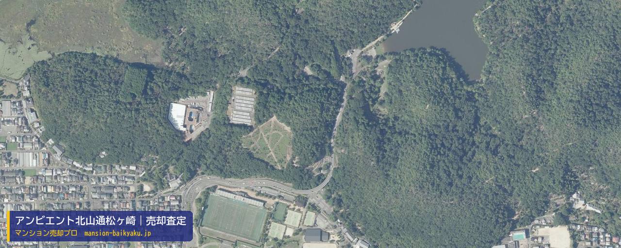 アンビエント北山通松ヶ崎の売却査定・買取価格｜京都市左京区松ケ崎雲路町（マンション売却プロ作成の航空写真（町の中心））
