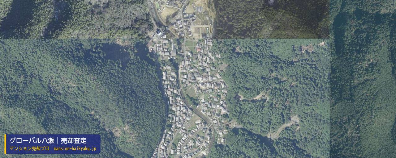 グローバル八瀬の売却査定・買取価格｜京都市左京区八瀬野瀬町（マンション売却プロ作成の航空写真（町の中心））