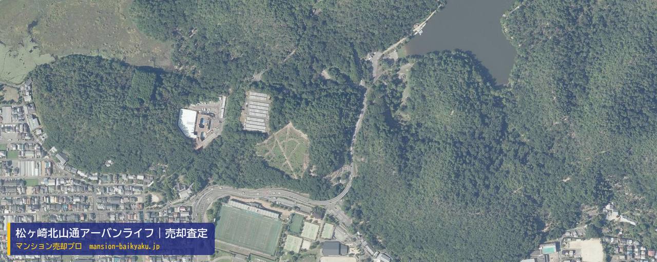松ヶ崎北山通アーバンライフの売却査定・買取価格｜京都市左京区松ケ崎雲路町（マンション売却プロ作成の航空写真（町の中心））