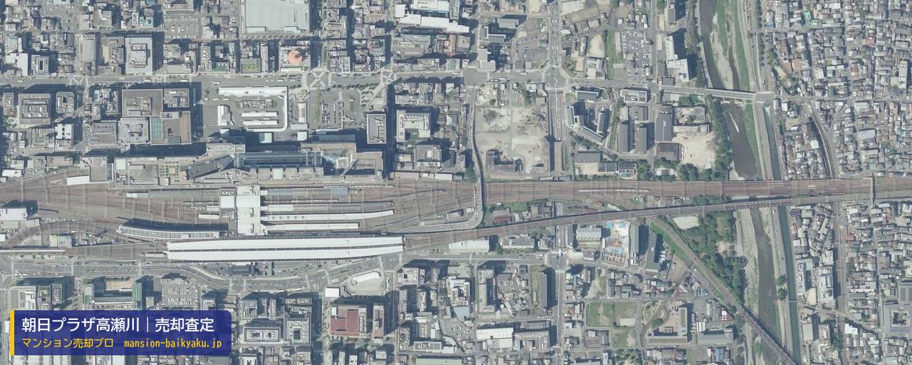 朝日プラザ高瀬川の売却査定・買取価格｜京都市下京区崇仁学区（マンション売却プロ作成の航空写真（町の中心））