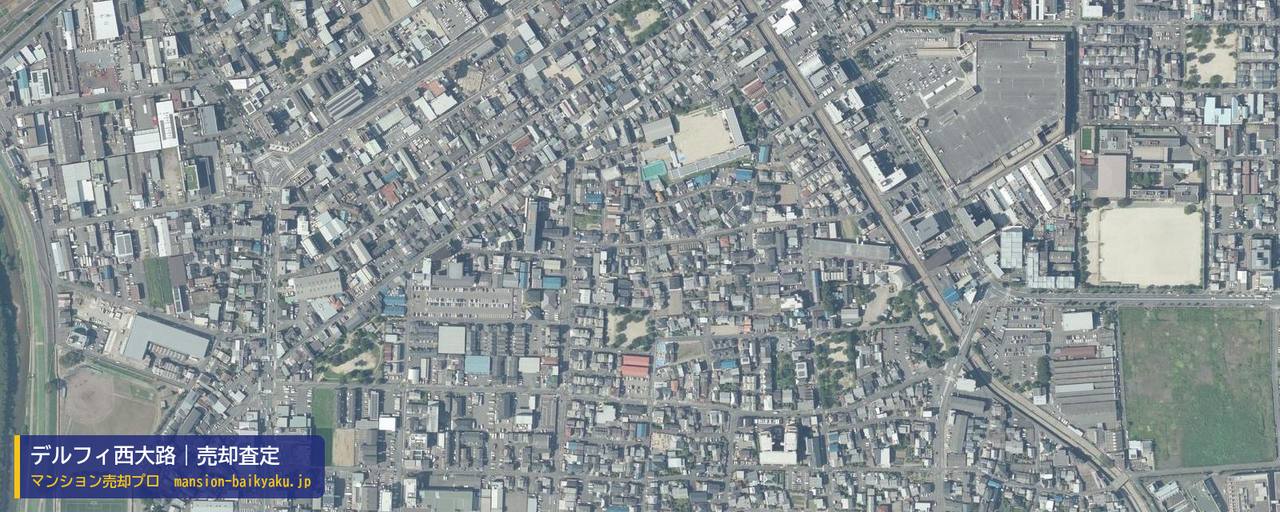 デルフィ西大路の売却査定・買取価格｜京都市南区吉祥院御池町（マンション売却プロ作成の航空写真（町の中心））