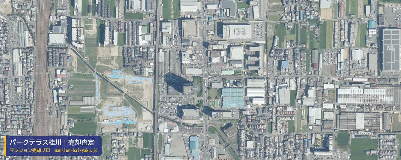 パークテラス桂川の売却査定・買取価格｜京都市南区久世上久世町（マンション売却プロ作成の航空写真（町の中心））