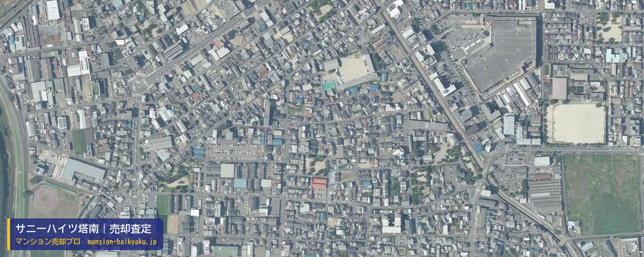 サニーハイツ塔南の売却査定・買取価格｜京都市南区吉祥院観音堂町（マンション売却プロ作成の航空写真（町の中心））