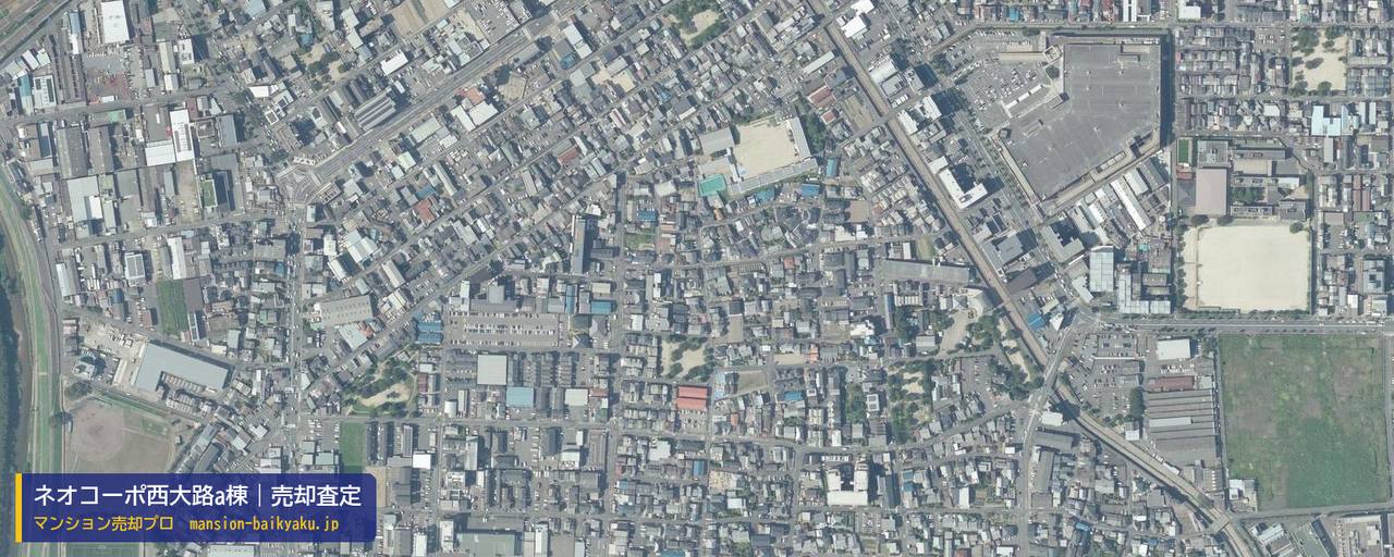 ネオコーポ西大路a棟の売却査定・買取価格｜京都市南区吉祥院御池町（マンション売却プロ作成の航空写真（町の中心））