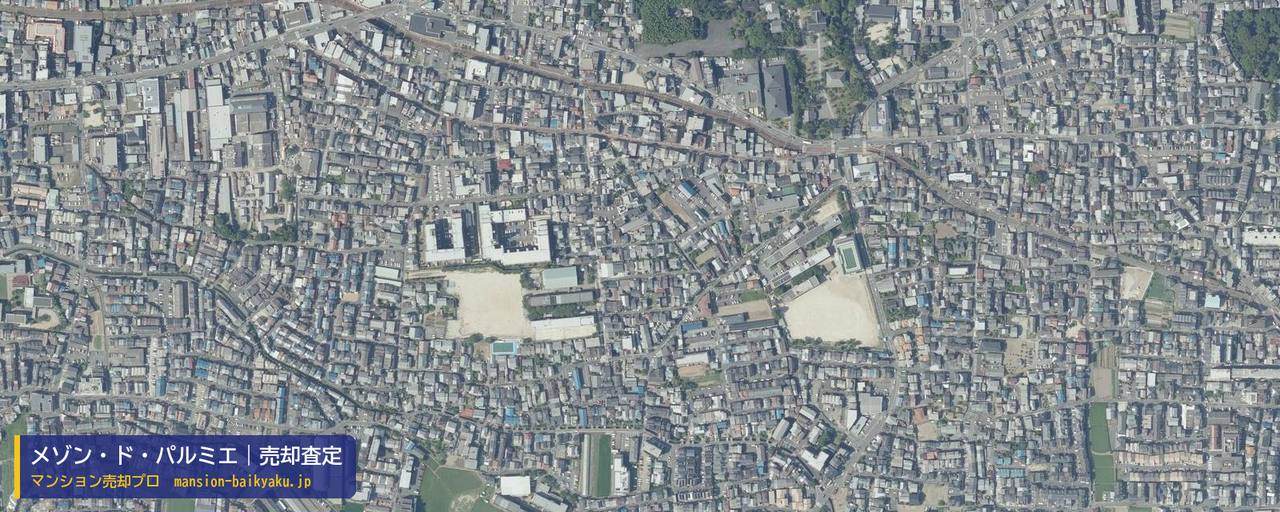 メゾン・ド・パルミエの売却査定・買取価格｜京都市右京区太秦森ケ東町（マンション売却プロ作成の航空写真（町の中心））