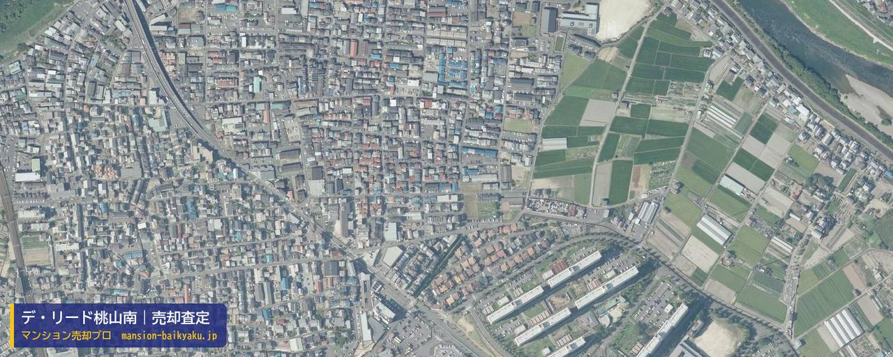 デ・リード桃山南の売却査定・買取価格｜京都市伏見区向島本丸町（マンション売却プロ作成の航空写真（町の中心））