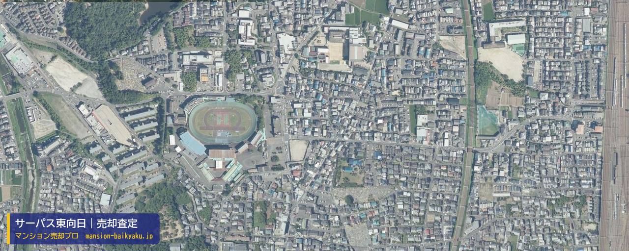 サーパス東向日の売却査定・買取価格｜向日市寺戸町（マンション売却プロ作成の航空写真（町の中心））