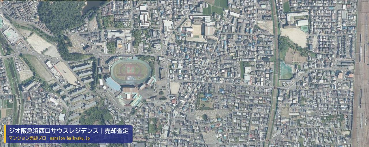 ジオ阪急洛西口サウスレジデンスの売却査定・買取価格｜向日市寺戸町（マンション売却プロ作成の航空写真（町の中心））